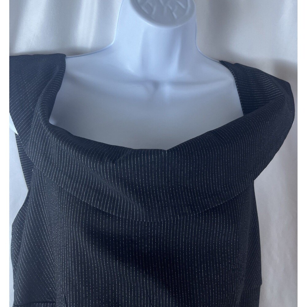 Vintage Torrid Black Pinstripe Womens Sheath Dress Size 16 Classic Office Core - Picture 4 of 9